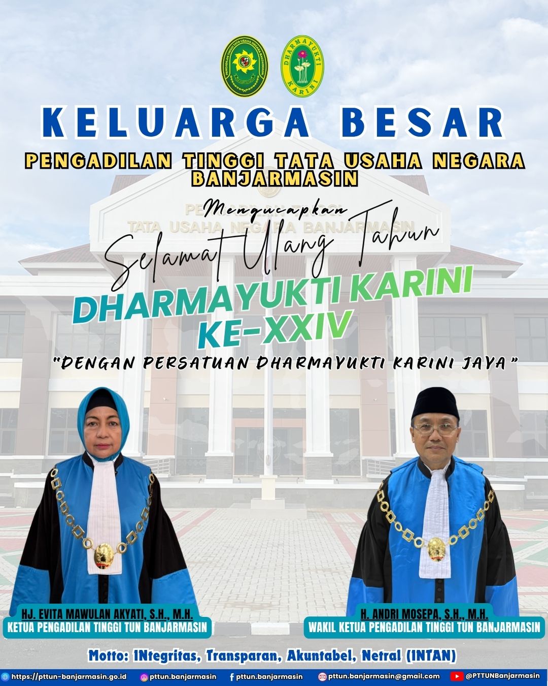 Keluarga Besar PTTUN Banjarmasin Ucapkan Selamat HUT Ke-24 Dharmayukti Karini